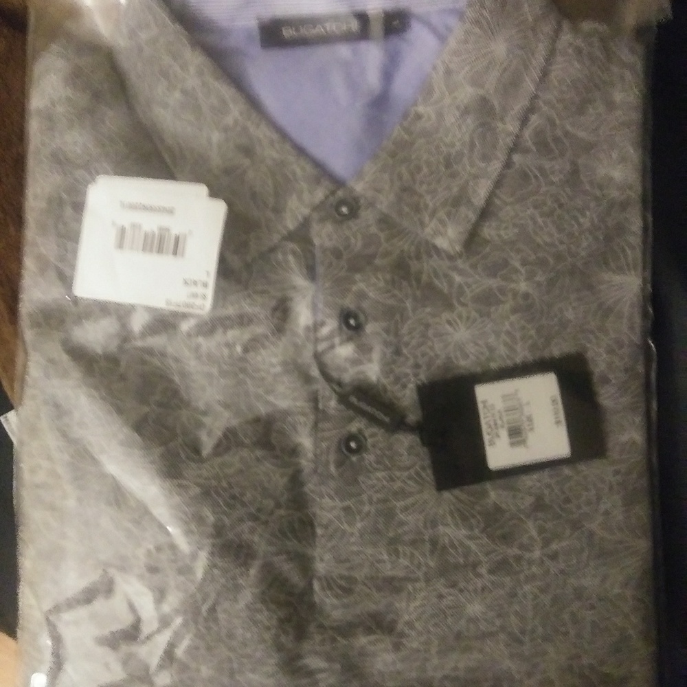 Short sleeve gray print polo shirt